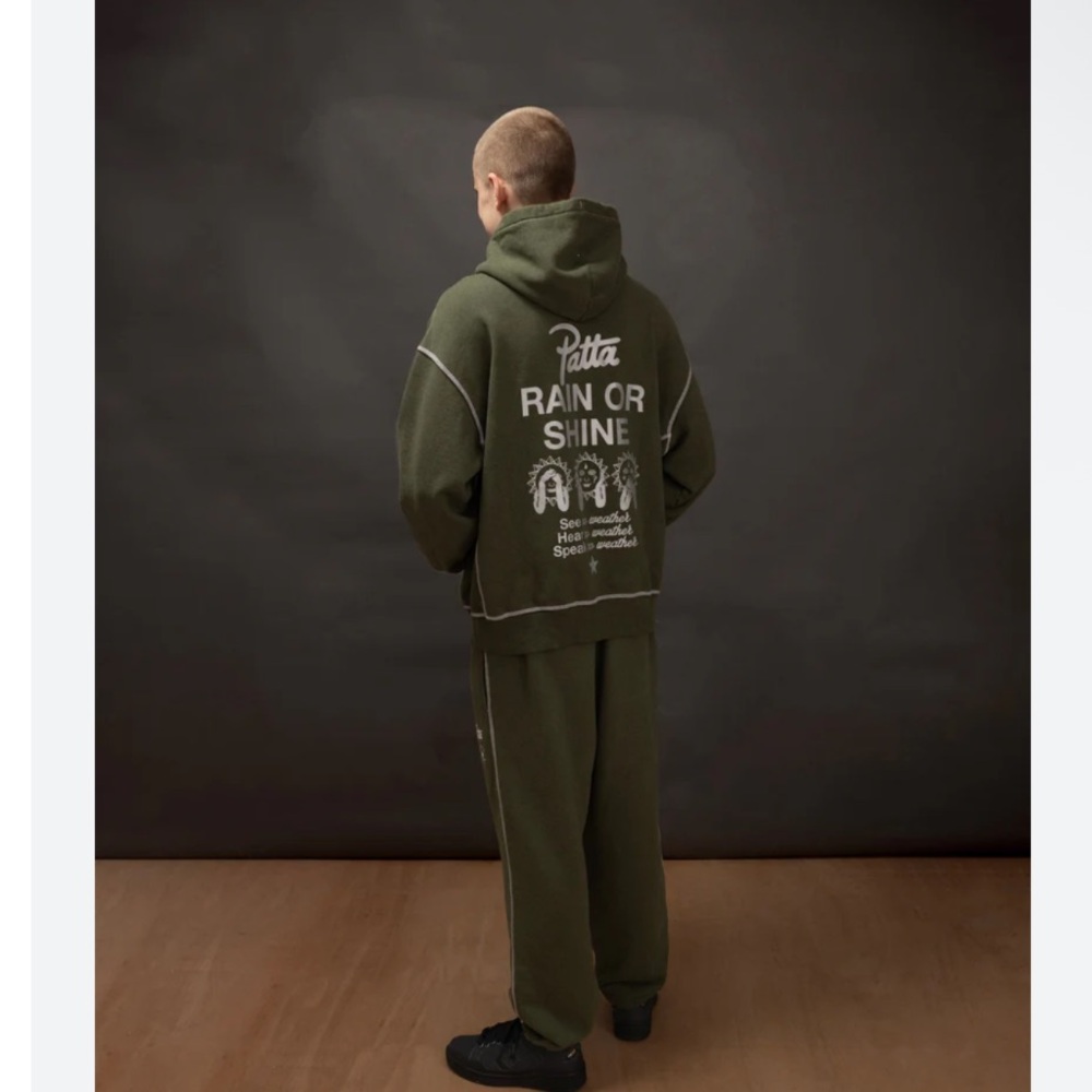 Converse x Patta Gold Pullover Olive Green Standard Hoodie Unisex Collab NEW L - Picture 2 of 10